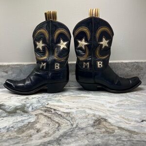 Vintage Leather Boots with moon and star designs
